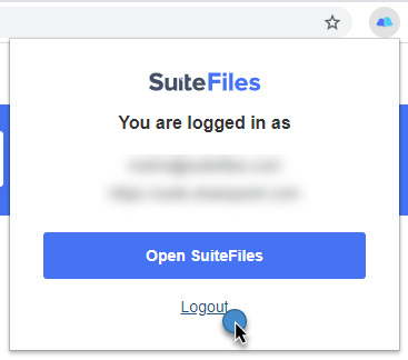 Logging out and logging into the SuiteFiles Chrome extension